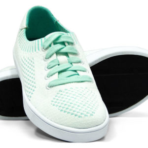 White Turquoise Teal Woven Sneakers with Tire Tread Soles