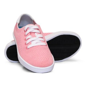 Woven Sneakers with Tire Tread Pink White
