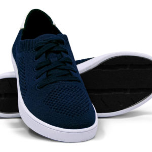Woven Sneakers with Tire Tread Navy White