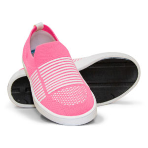 Woven Sneaker Slip On Tire Tread Bright Pink White