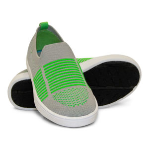 Woven Sneaker Slip On Tire Tread Lime Green Grey Gray