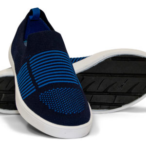Woven Sneaker Slip On Tire Tread Navy Blue