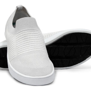 Woven Sneaker Slip On Tire Tread White White