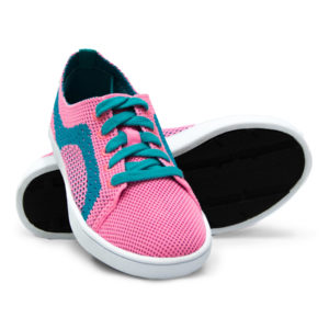 Kids Pink Turquoise Teal Woven Sneaker with Tire Tread