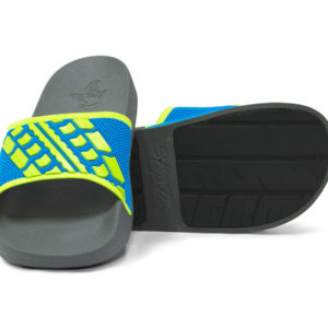 Slide Sandals Kids Electric Blue Lime Green and Grey Gray