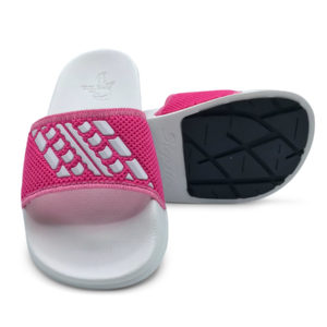 Slide Sandals Kids Bright Pink and White