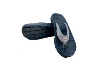 Fabric and Leather Strap Flip Flops Black and Gray