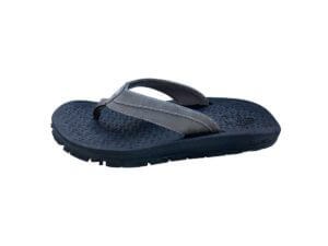 Fabric and Leather Strap Flip Flops Black and Gray