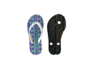 Kids Teal Purple and White Traction Graphic Tread Flip Flops