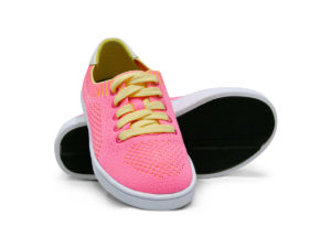 Woven Sneakers with Tire Tread Pink Yellow