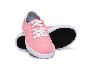 Woven Sneakers with Tire Tread Pink White