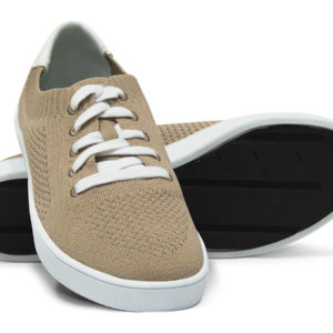 Brown Tan White Woven Sneakers with Tire Tread Soles