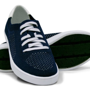 Woven Sneakers with Tire Tread Navy White