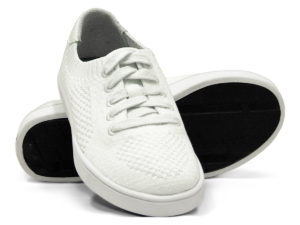 Woven Sneakers with Tire Tread White White
