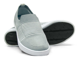Woven Sneaker Slip On Tire Tread Gray Grey White